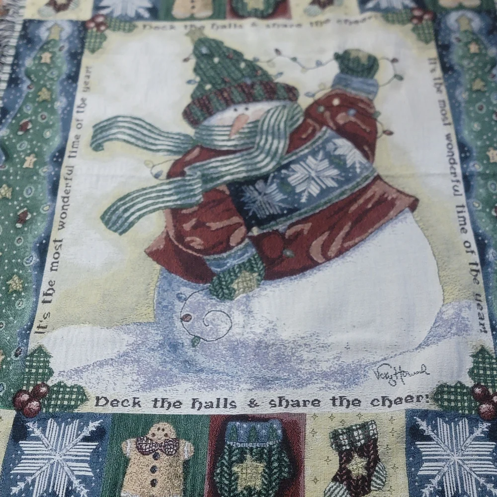 Vintage Style Vicky Howard “Share the Cheer” Christmas Tapestry Throw 65x50